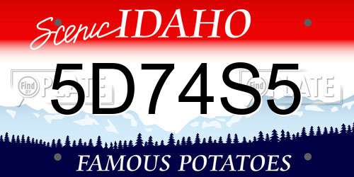 5D74S5 Idaho License Plate