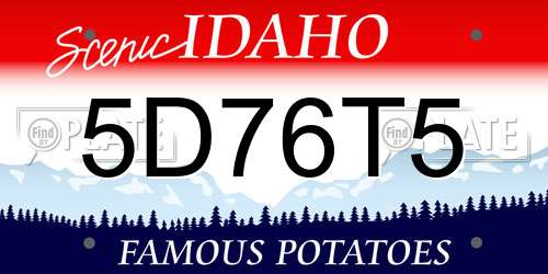 5D76T5 Idaho License Plate
