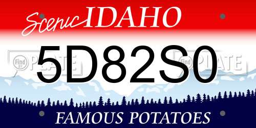 5D82S0 Idaho License Plate