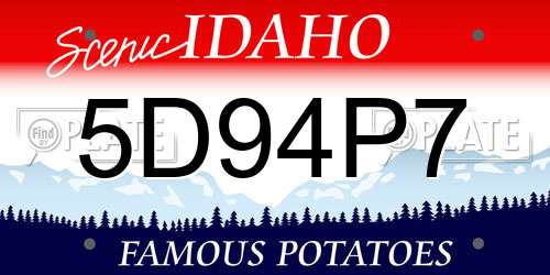 5D94P7 Idaho License Plate