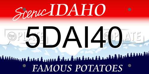 5DAI40 Idaho License Plate