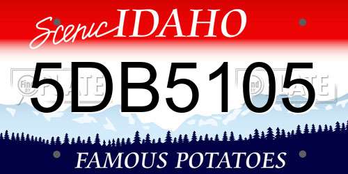 5DB5105 Idaho License Plate