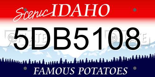 5DB5108 Idaho License Plate