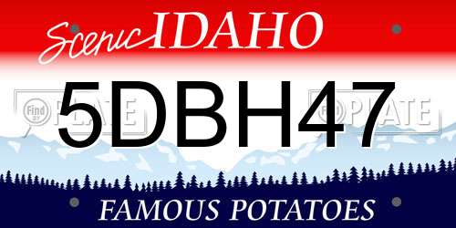 5DBH47 Idaho License Plate