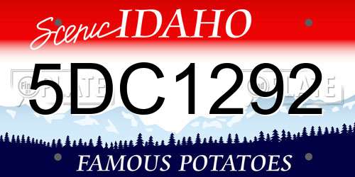 5DC1292 Idaho License Plate