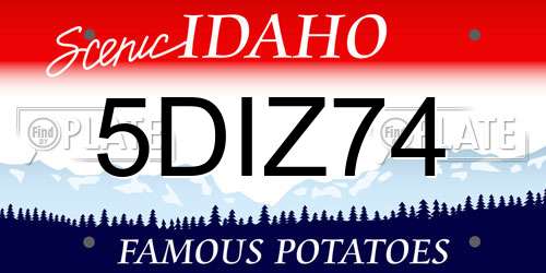 5DIZ74 Idaho License Plate