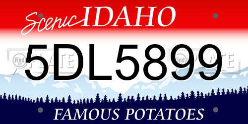 5DL5899 Idaho License Plate