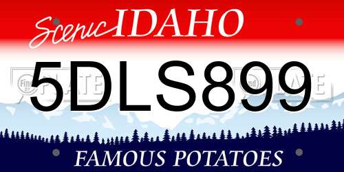 5DLS899 Idaho License Plate