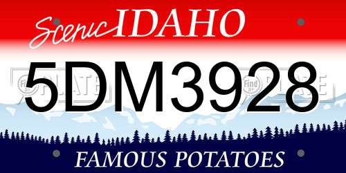 5DM3928 Idaho License Plate