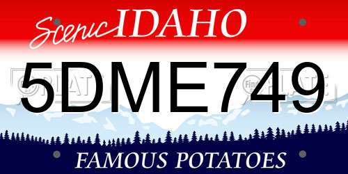 5DME749 Idaho License Plate