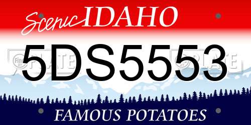 5DS5553 Idaho License Plate