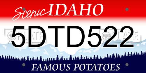 5DTD522 Idaho License Plate