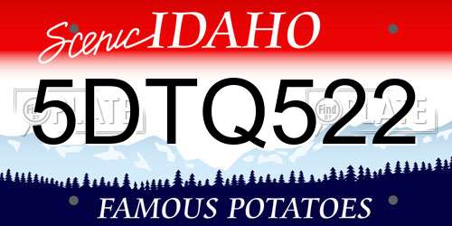 5DTQ522 Idaho License Plate
