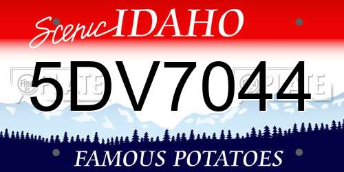 5DV7044 Idaho License Plate
