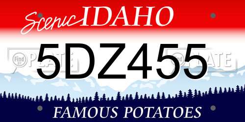 5DZ455 Idaho License Plate