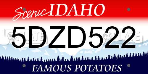 5DZD522 Idaho License Plate