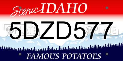 5DZD577 Idaho License Plate