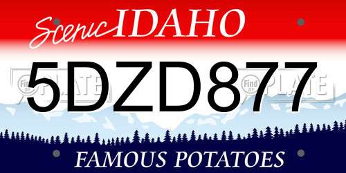 5DZD877 Idaho License Plate