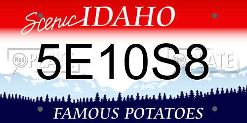 5E10S8 Idaho License Plate
