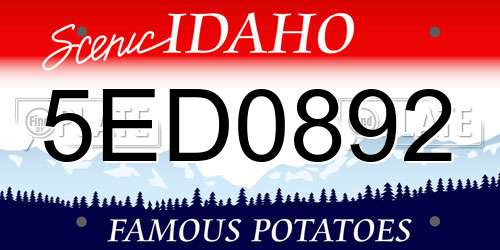 5ED0892 Idaho License Plate