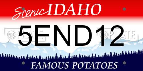 5END12 Idaho License Plate