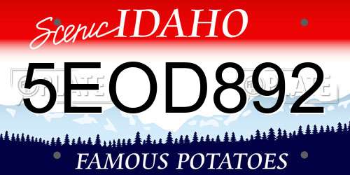5EOD892 Idaho License Plate