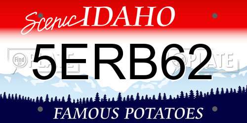 5ERB62 Idaho License Plate