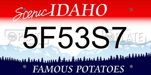 5F53S7 Idaho License Plate