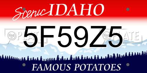 5F59Z5 Idaho License Plate