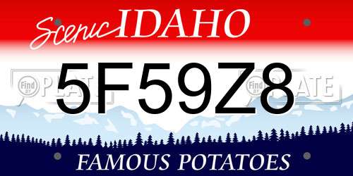 5F59Z8 Idaho License Plate