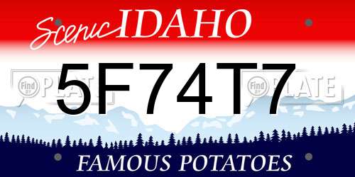 5F74T7 Idaho License Plate