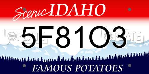 5F81O3 Idaho License Plate