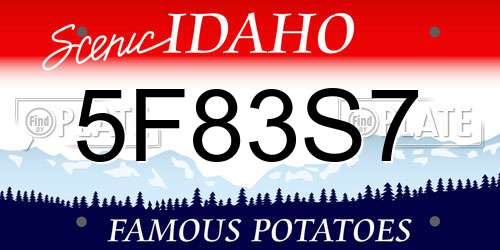 5F83S7 Idaho License Plate