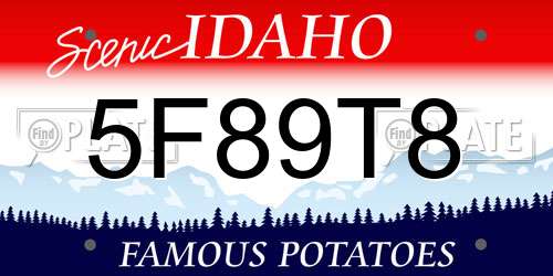 5F89T8 Idaho License Plate