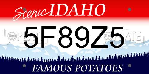 5F89Z5 Idaho License Plate