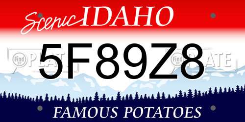 5F89Z8 Idaho License Plate
