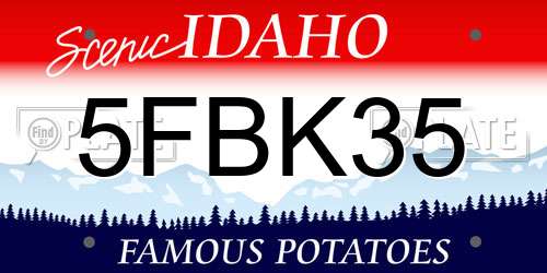 5FBK35 Idaho License Plate