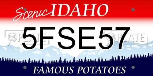 5FSE57 Idaho License Plate