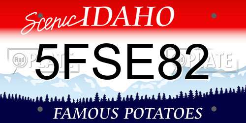 5FSE82 Idaho License Plate