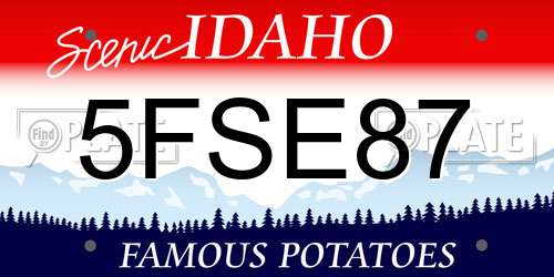 5FSE87 Idaho License Plate