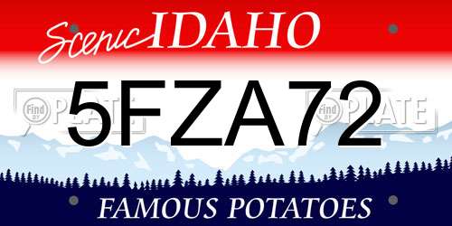 5FZA72 Idaho License Plate