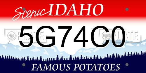 5G74C0 Idaho License Plate