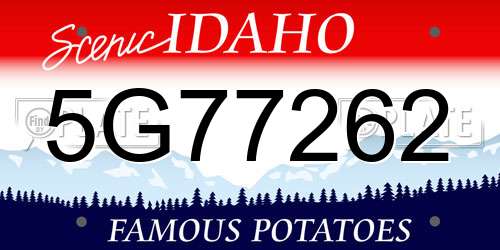 5G77262 Idaho License Plate