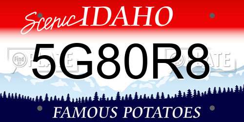 5G80R8 Idaho License Plate
