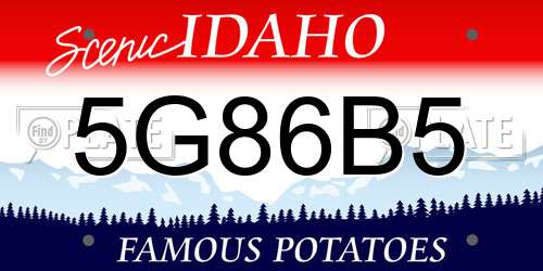 5G86B5 Idaho License Plate