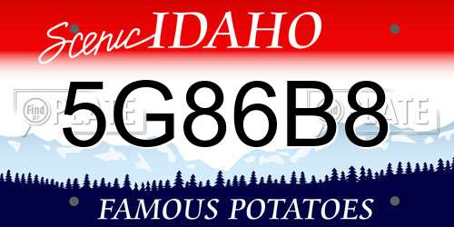 5G86B8 Idaho License Plate