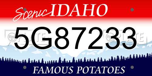5G87233 Idaho License Plate