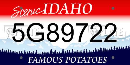 5G89722 Idaho License Plate