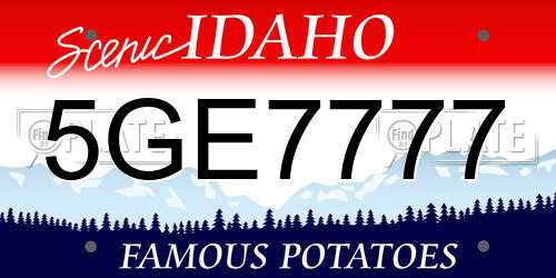 5GE7777 Idaho License Plate