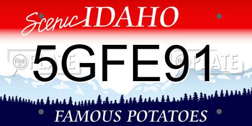 5GFE91 Idaho License Plate